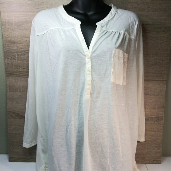 Faded Glory Tops - NWT Faded Glory Cream Colored Half Button Shirt